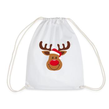 Weihnachten Elch Kinder Baby Tier Weihnachtsmann - Turnbeutel - Weiß - Vorne