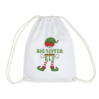 The Big Sister Elf Christmas Family Outfit - Drawstring Bag - white - Front