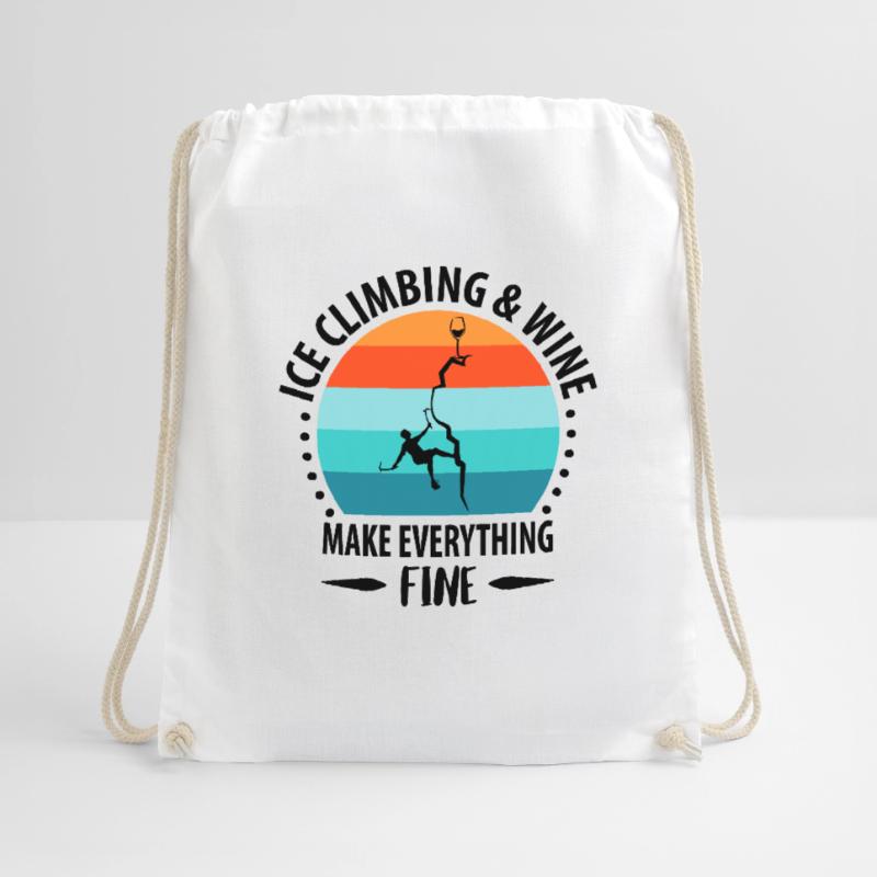 Eisklettern Eiskletterer Eispickel Bergsteigen Turnbeutel