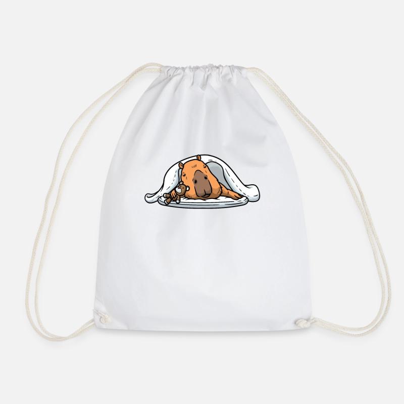 Capybara Kuscheltier Schlafshirt Wasserschwein - Turnbeutel - Weiß