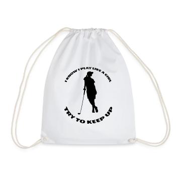 Golf Golf Ball Golf Club Girl Golfer - Drawstring Bag - white - Front