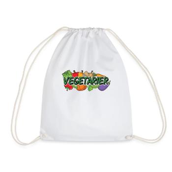 Vegetarier Vegan Shirt Gemüse Essen Umwelt - Turnbeutel - Weiß - Vorne