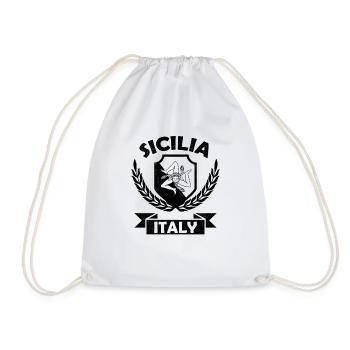 Sicila Italy Italian Coat of Arms Flag Italy - Drawstring Bag - white - Front