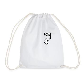 Kawaii Cute Bear Funny Panda Animal In Pocket - Drawstring Bag - white - Front