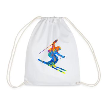 Ski Ski fahren Schi Wintersport Geschenkidee - Turnbeutel - Weiß - Vorne