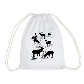 Deer, roe deer, red deer, fallow deer, deer, roe deer - Drawstring Bag - white - Front