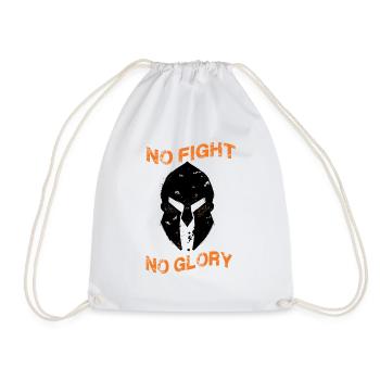 No Fight No Glory Sparta Saying Spartan Helmet - Drawstring Bag - white - Front