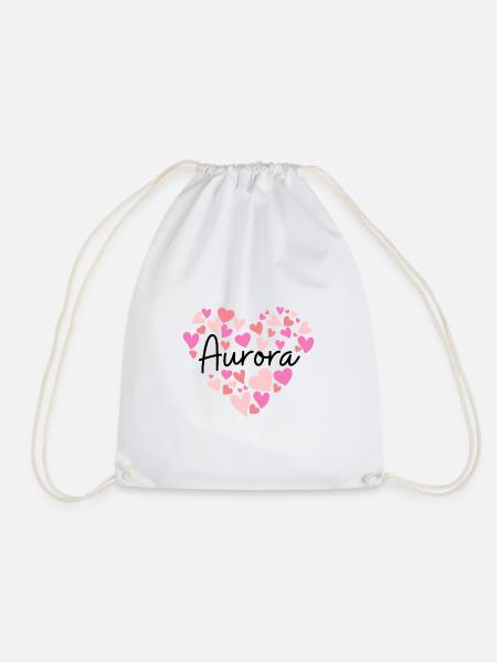 I love Aurora - Drawstring Bag - white