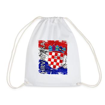 Hrvatska Flagge Wappen Kroatien - Turnbeutel - Weiß - Vorne