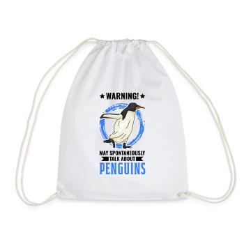 Warning May spontaneously talk about Penguins - Drawstring Bag - white - Front
