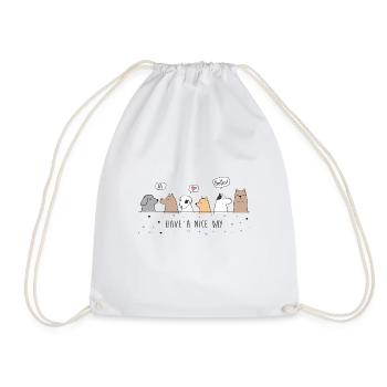T-shirt Woman Dogs - Drawstring Bag - white - Front