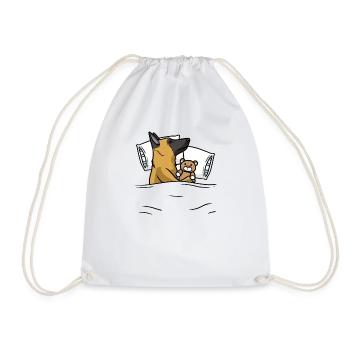 Chien malinois belge avec jouet en peluche - Sac de sport léger - blanc - Devant