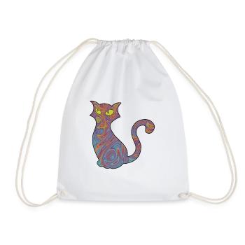Chat psychédélique - Sac de sport léger - blanc - Devant
