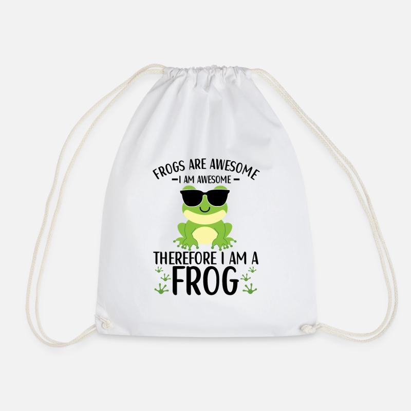 Frog Lovers Kids Frogs - Drawstring Bag - white