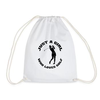Golfer Girl Golf Club Golf Ball Golf - Drawstring Bag - white - Front