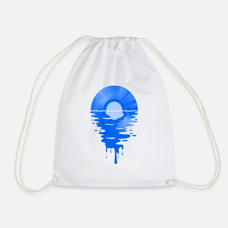 Cool Music Vinyl Record Retro Blue - Drawstring Bag - white