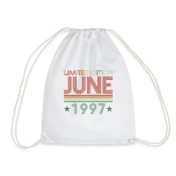 25th birthday June born 1997 Gift idea - Drawstring Bag - white - Front