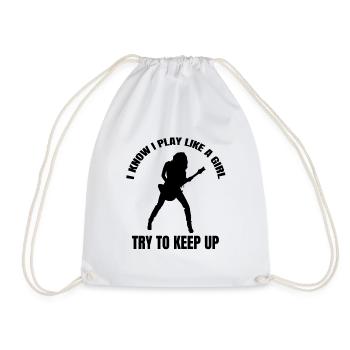 Guitarist Woman Guitar Musician Music Guitarist - Drawstring Bag - white - Front