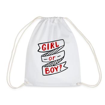 Boy or Girl Junge oder Mädchen Schwanger Pregnant - Turnbeutel - Weiß - Vorne