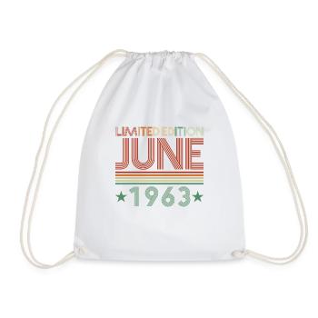 59th birthday June born 1963 Gift idea - Drawstring Bag - white - Front