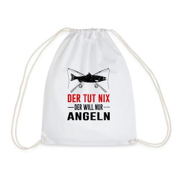 Angler angeln Fischen Geschenk Spruch humor - Turnbeutel - Weiß - Vorne