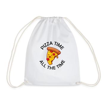 Pizza Time All The Time Lustiger Pizza Spruch - Turnbeutel - Weiß - Vorne