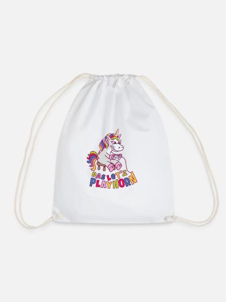 Let's Playhorn - Drawstring Bag - white