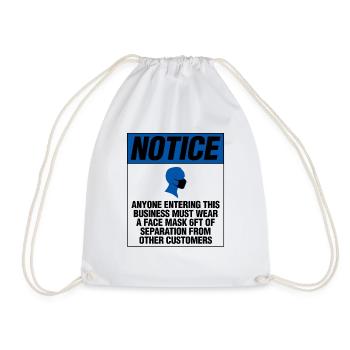 Face Mask Business Notice Facemask Covering Distan - Drawstring Bag - white - Front