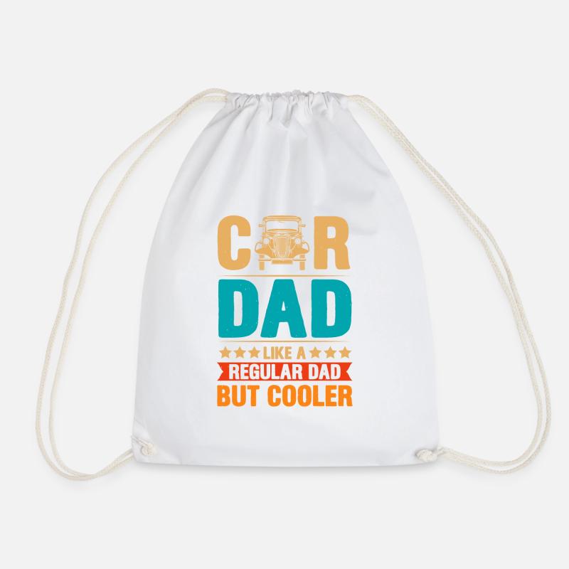 Fathers Day Regular Car Dad - Drawstring Bag - white