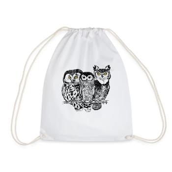 Three owls - Drawstring Bag - white - Front
