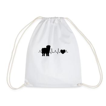 Leonberger Heartbeat - Drawstring Bag - white - Front