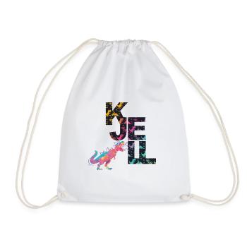 KJELL - Beau nom de garçon avec de mignons dinosaures - Sac de sport léger - blanc - Devant