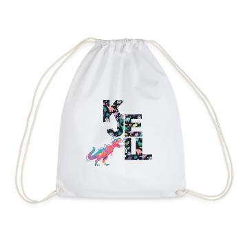 KJELL - Beautiful boy name with cute dinosaurs - Drawstring Bag - white - Front