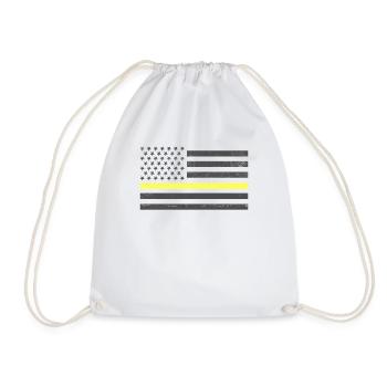 Police Dispatcher USA Flag Thin Yellow Line - Drawstring Bag - white - Front