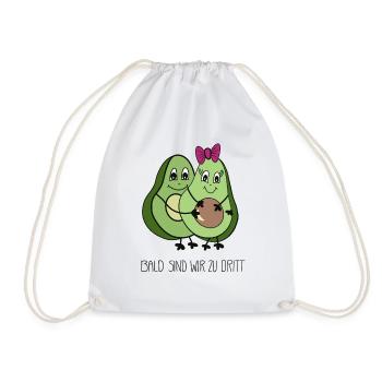 Bald sind wir zu dritt Avocado - Ankündigung - Turnbeutel - Weiß - Vorne