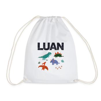 LUAN - Beautiful boy name with cute dinosaurs - Drawstring Bag - white - Front