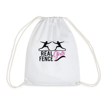 Female Fencing Girl Fencer Fence - Drawstring Bag - white - Front
