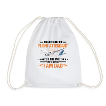 Flight Attendant Father Flight Attendant Dad - Drawstring Bag - white - Front
