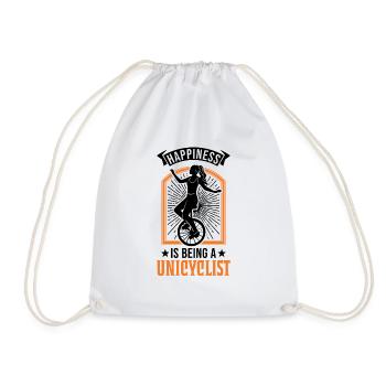 Happiness is being a unicyclist unicycle - Drawstring Bag - white - Front