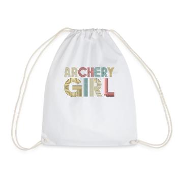 Archery Bow Archer Girl Retro - Drawstring Bag - white - Front
