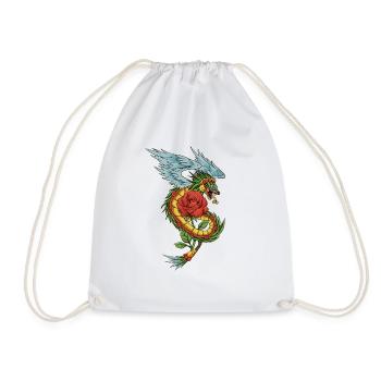 Quetzalcoatl Dragon Rose Aztèque Serpent Maya Encre - Sac de sport léger - blanc - Devant
