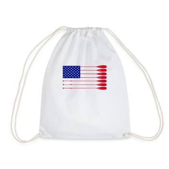 Cool American Flag Rowing Oar Funny Paddle Lover - Drawstring Bag - white - Front
