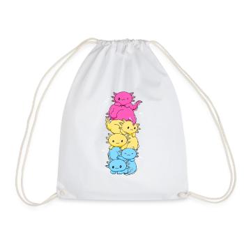 Pansexual Pride Pansexual Flag Kawaii Axolo - Drawstring Bag - white - Front