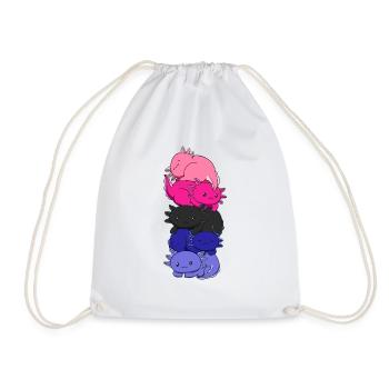 Omnisexuelle Flagge Axolotl Haufen Kawaii - Turnbeutel - Weiß - Vorne