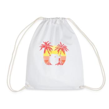 Drums Drumset Summer Sunset 80s Palm - Drawstring Bag - white - Front