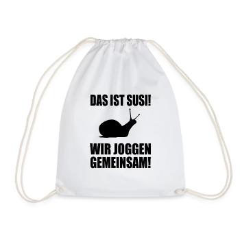 Joggen Geschenk Schnecke lustige Spruche fun - Turnbeutel - Weiß - Vorne