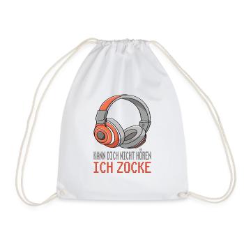 Kann dich nicht hören - Ich zocke - Zocker Headset - Turnbeutel - Weiß - Vorne