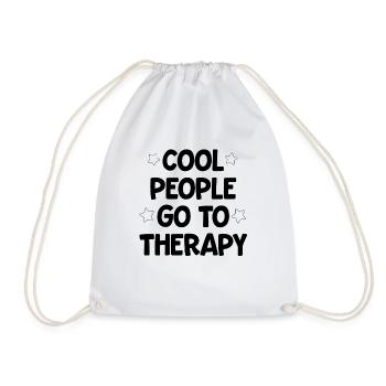 Cool People Go To Therapy Cute - Drawstring Bag - white - Front