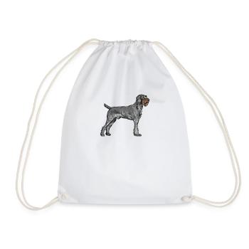 German Wirehaired I Hunting Dog Pointing Dog Gift - Drawstring Bag - white - Front