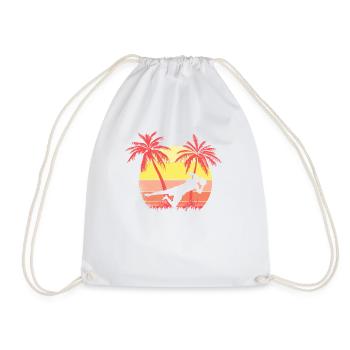 Soccer Goalie Girl Saving Summer Sunset 80s Palm - Drawstring Bag - white - Front